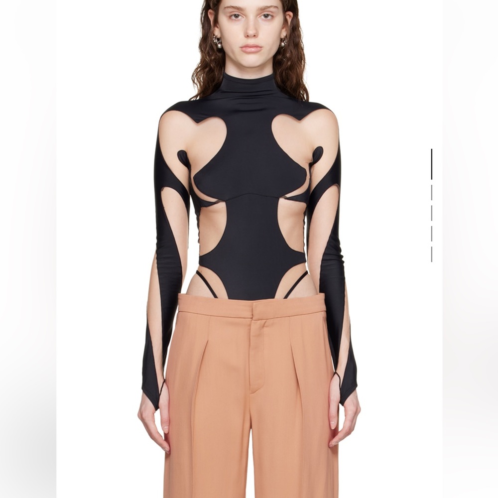 MUGLER rodeo black heart cutout bodysuit THIERRY MUGLER designer Neiman Marcus